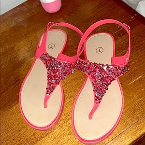 Worn one time! Hot pink sandals from Vegas!